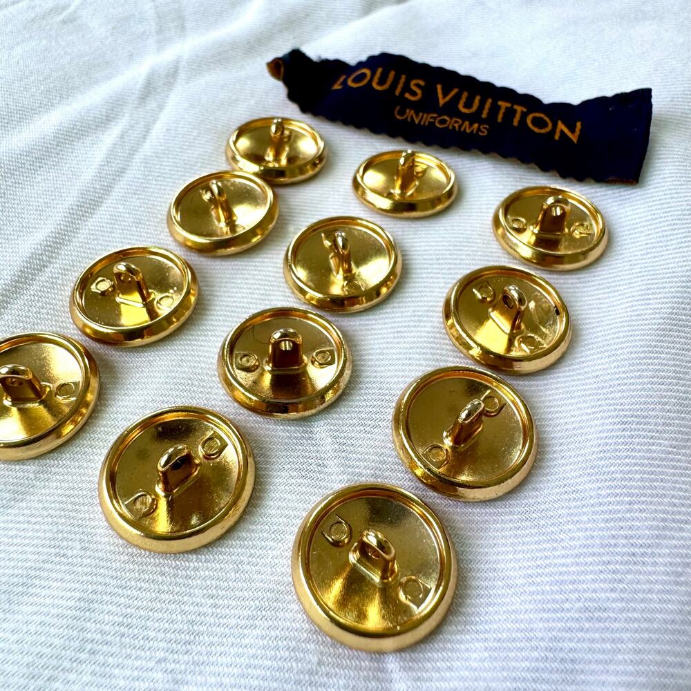 Set of 12 Authentic Louis Vuitton Uniforms Replacement Buttons Gold Tone - Picture 3 of 4